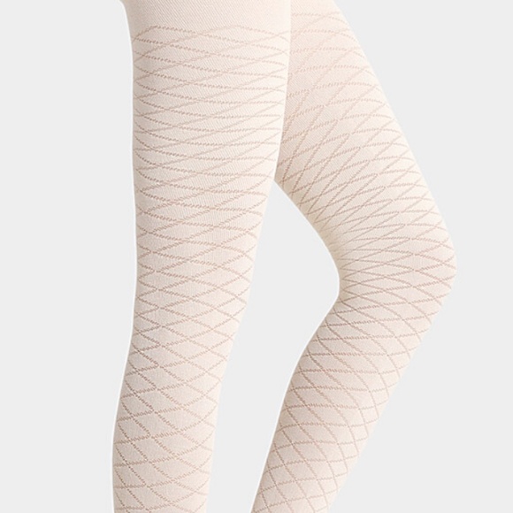 Off white cream touch of cashmere diamond tights made in Italy NWT - Picture 2 of 7